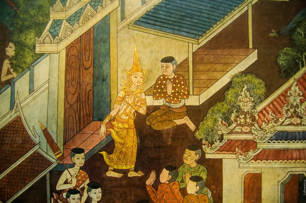 Обои ручной работы в храме Ват Пхо.