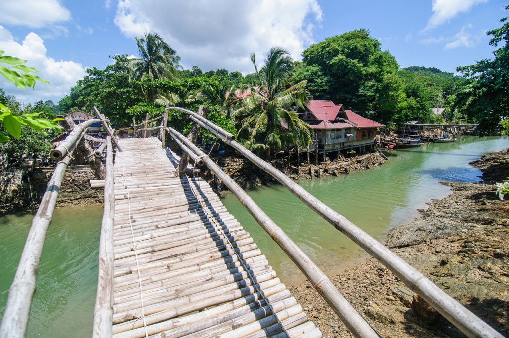 Бамбуковый мостик и речушка